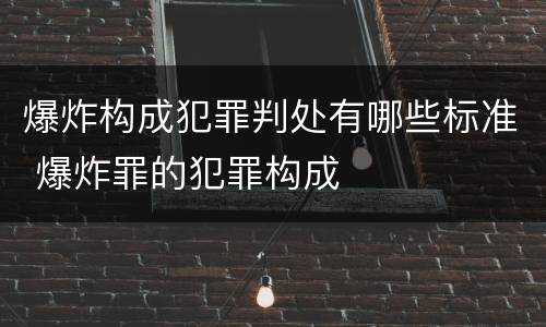 爆炸构成犯罪判处有哪些标准 爆炸罪的犯罪构成