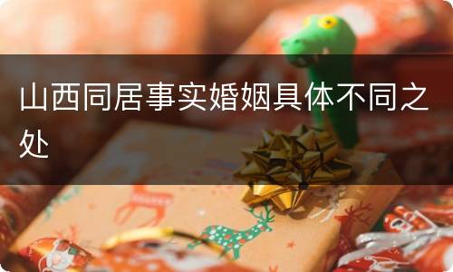 山西同居事实婚姻具体不同之处