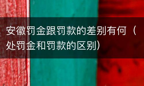 安徽罚金跟罚款的差别有何（处罚金和罚款的区别）