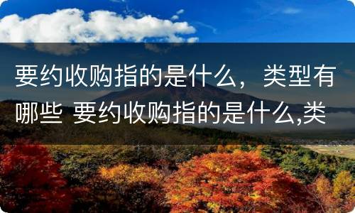 要约收购指的是什么，类型有哪些 要约收购指的是什么,类型有哪些