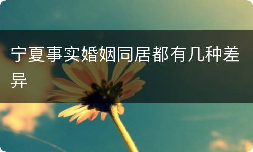 宁夏事实婚姻同居都有几种差异