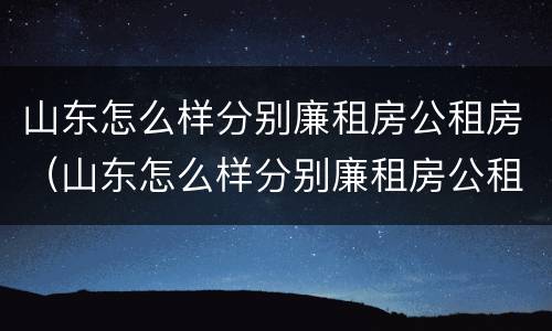 山东怎么样分别廉租房公租房（山东怎么样分别廉租房公租房和私租房）