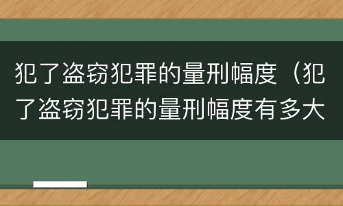 犯了盗窃犯罪的量刑幅度（犯了盗窃犯罪的量刑幅度有多大）