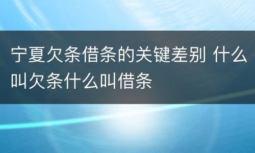 宁夏欠条借条的关键差别 什么叫欠条什么叫借条