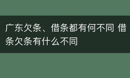 广东欠条、借条都有何不同 借条欠条有什么不同