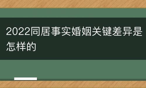 2022同居事实婚姻关键差异是怎样的