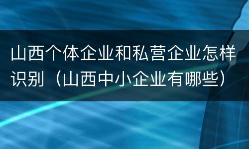 山西个体企业和私营企业怎样识别（山西中小企业有哪些）