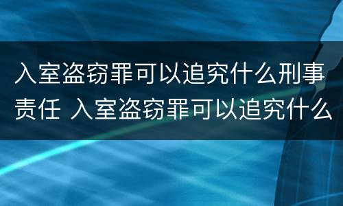 入室盗窃罪可以追究什么刑事责任 入室盗窃罪可以追究什么刑事责任呢