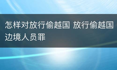 怎样对放行偷越国 放行偷越国边境人员罪