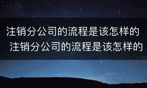注销分公司的流程是该怎样的 注销分公司的流程是该怎样的呢