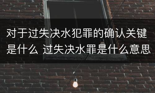 对于过失决水犯罪的确认关键是什么 过失决水罪是什么意思