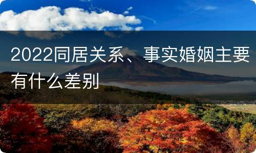 2022同居关系、事实婚姻主要有什么差别