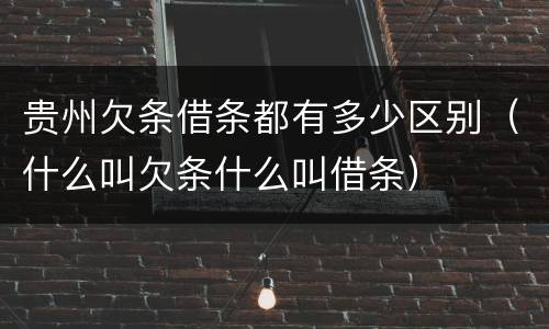 贵州欠条借条都有多少区别（什么叫欠条什么叫借条）