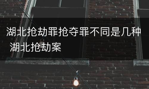 湖北抢劫罪抢夺罪不同是几种 湖北抢劫案