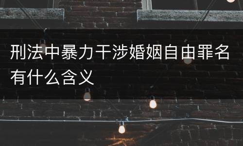 刑法中暴力干涉婚姻自由罪名有什么含义