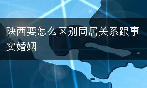 陕西要怎么区别同居关系跟事实婚姻