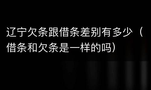 辽宁欠条跟借条差别有多少（借条和欠条是一样的吗）