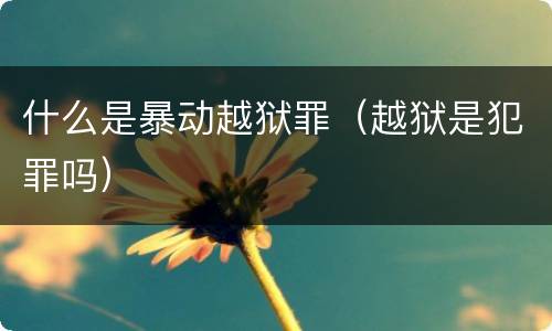 什么是暴动越狱罪（越狱是犯罪吗）