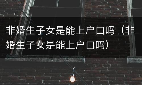 非婚生子女是能上户口吗（非婚生子女是能上户口吗）