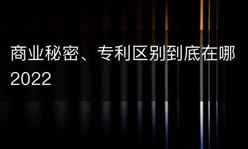 商业秘密、专利区别到底在哪2022