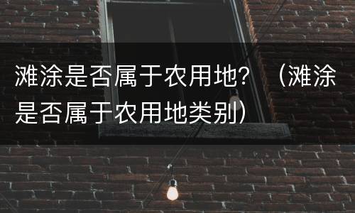 滩涂是否属于农用地？（滩涂是否属于农用地类别）