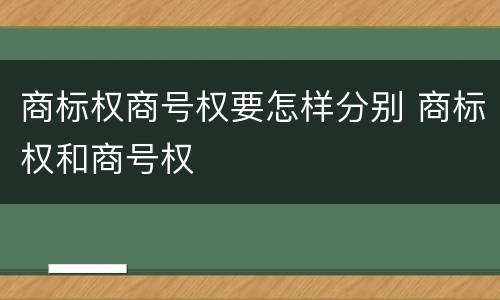 商标权商号权要怎样分别 商标权和商号权