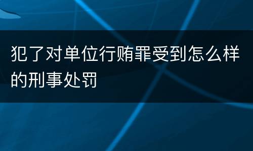犯了对单位行贿罪受到怎么样的刑事处罚