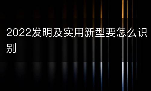2022发明及实用新型要怎么识别