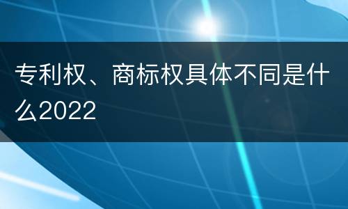 专利权、商标权具体不同是什么2022