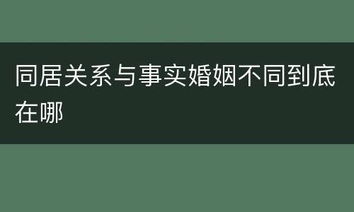 同居关系与事实婚姻不同到底在哪