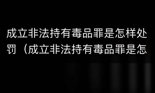 成立非法持有毒品罪是怎样处罚（成立非法持有毒品罪是怎样处罚的）