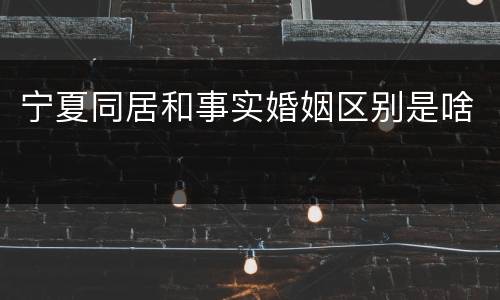 宁夏同居和事实婚姻区别是啥