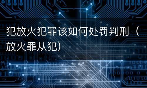 犯放火犯罪该如何处罚判刑（放火罪从犯）