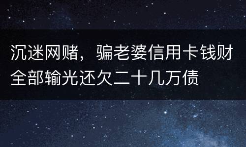 沉迷网赌，骗老婆信用卡钱财全部输光还欠二十几万债