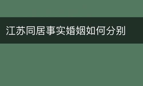 江苏同居事实婚姻如何分别