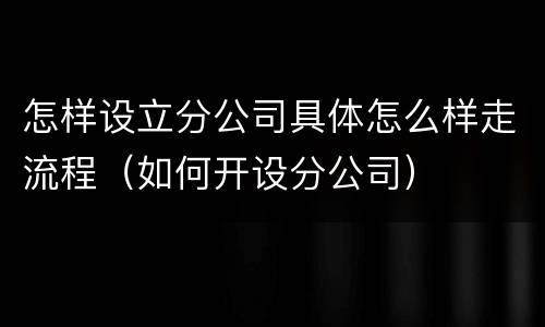 怎样设立分公司具体怎么样走流程（如何开设分公司）