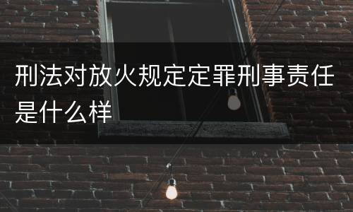 刑法对放火规定定罪刑事责任是什么样