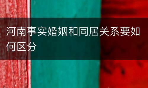 河南事实婚姻和同居关系要如何区分