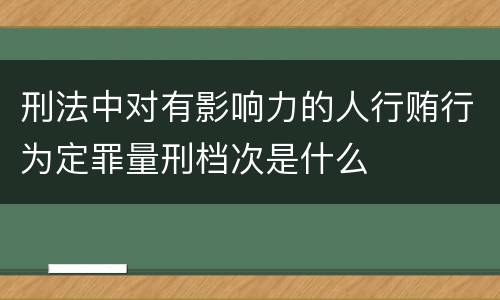刑法中对有影响力的人行贿行为定罪量刑档次是什么