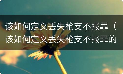 该如何定义丢失枪支不报罪（该如何定义丢失枪支不报罪的情形）