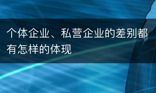 个体企业、私营企业的差别都有怎样的体现