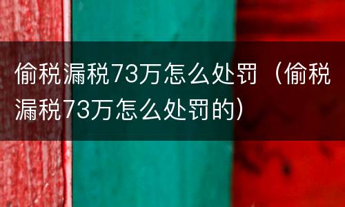 偷税漏税73万怎么处罚（偷税漏税73万怎么处罚的）