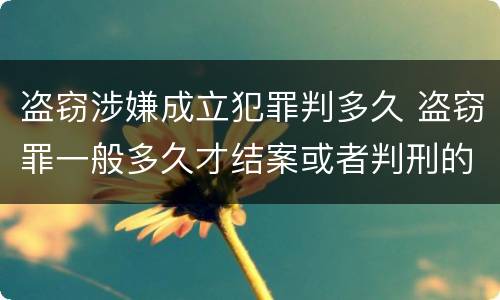 盗窃涉嫌成立犯罪判多久 盗窃罪一般多久才结案或者判刑的?