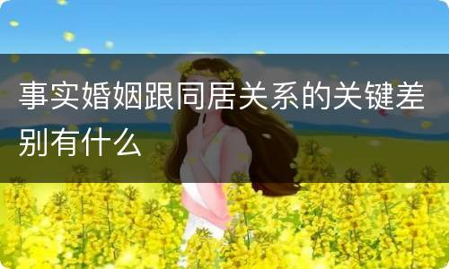 事实婚姻跟同居关系的关键差别有什么