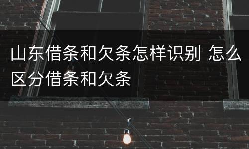 山东借条和欠条怎样识别 怎么区分借条和欠条