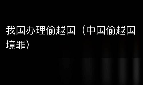 我国办理偷越国（中国偷越国境罪）