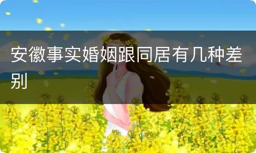 安徽事实婚姻跟同居有几种差别