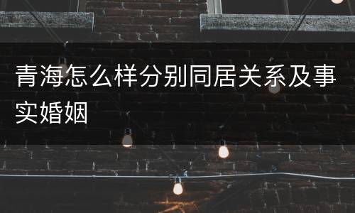 青海怎么样分别同居关系及事实婚姻