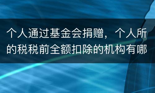 个人通过基金会捐赠，个人所的税税前全额扣除的机构有哪些