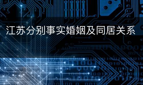 江苏分别事实婚姻及同居关系